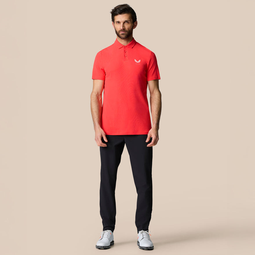 Castore Club Classic Polo Golf Shirt - Poppy Red