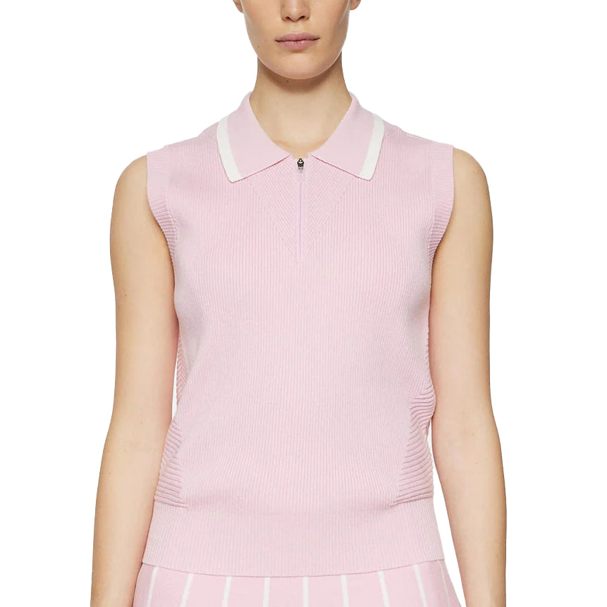 J.Lindeberg Women's Ramona Sleeveless Knitted Golf Polo Shirt - Nosegrey