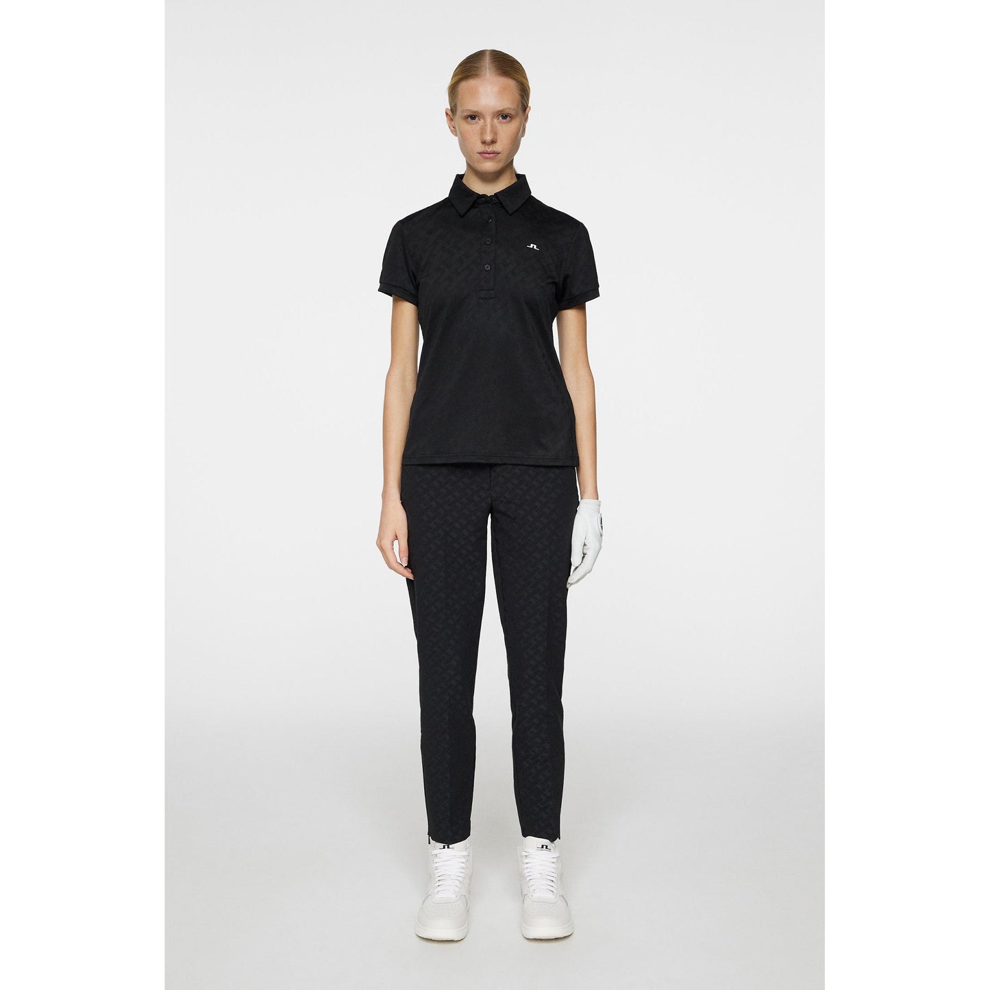 J.Lindeberg Women's Alaya Jacquard Golf Polo Shirt - Black