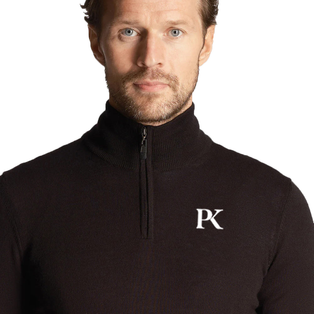 Lyle & Scott Tonal Eagle 1/4 Zip Knit - Jet Black