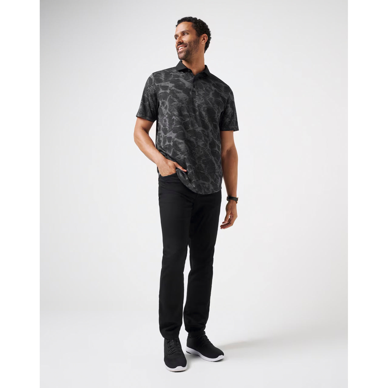 Travis Mathew Study Abroad Golf Polo Shirt - Black
