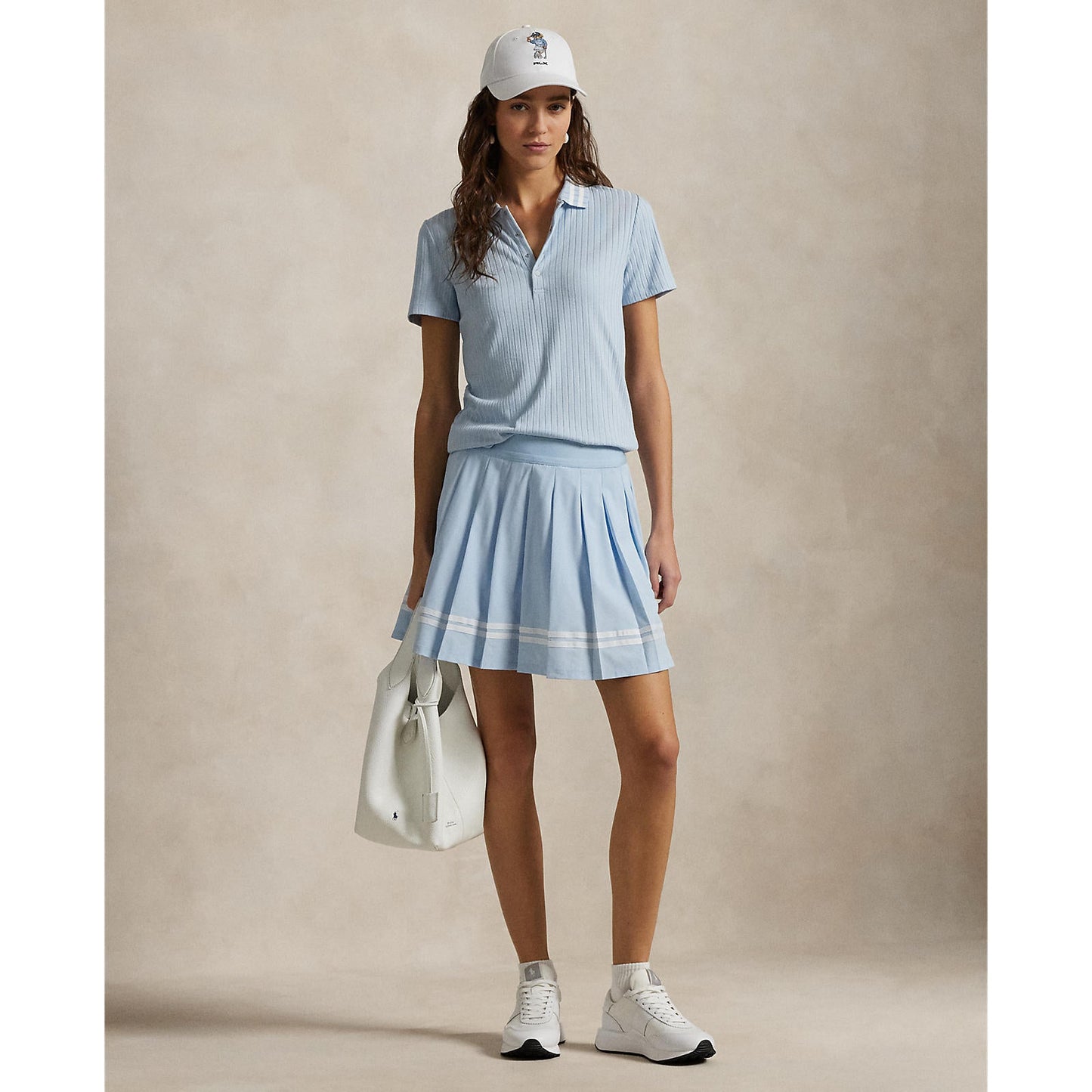 RLX Ralph Lauren Women's 4-Way Stretch Pleated Golf Skort - Cold Spring/Ceramic White
