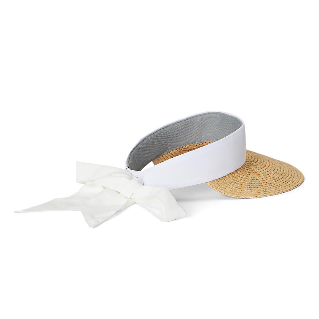 RLX Ralph Lauren Women's Woven Brim Seft-Tie Visor - Ceramic White