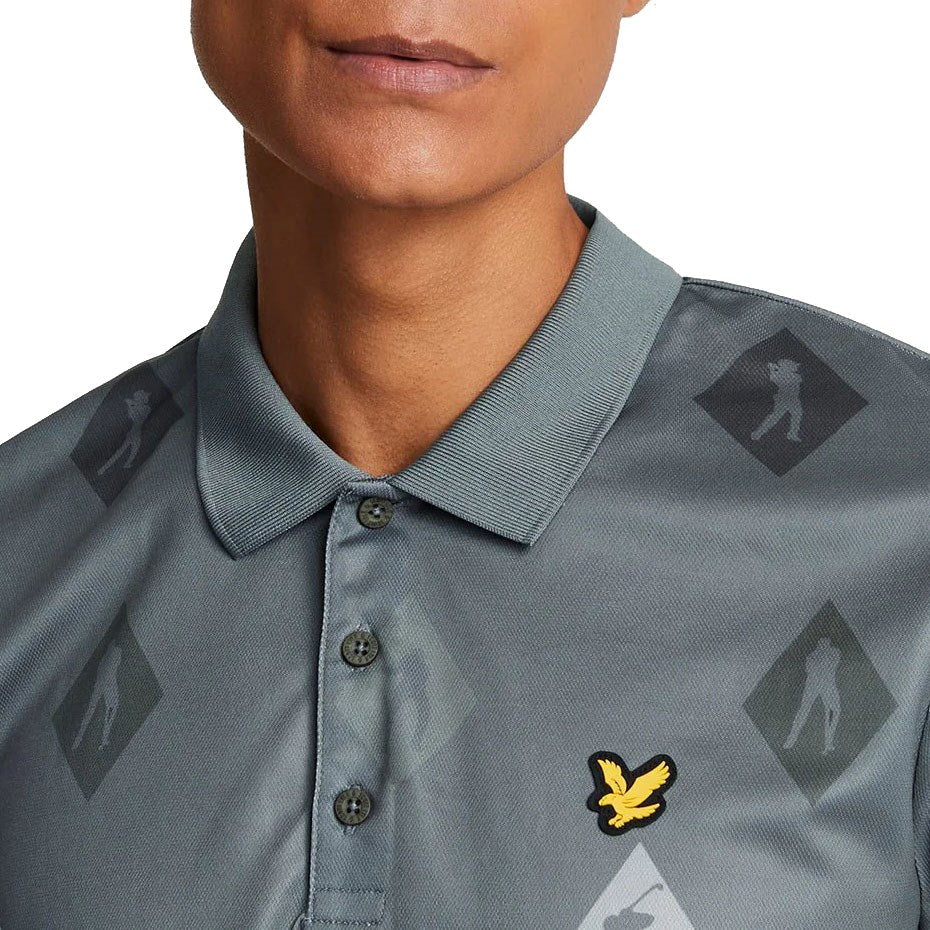 Lyle And Scott Polka Diamond Polo Golf Shirt - Cactus Green