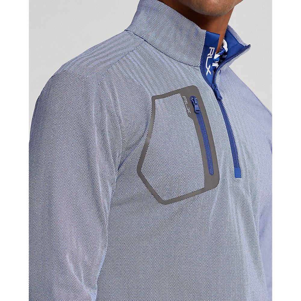 RLX Ralph Lauren Driver Luxury Jersey Pullover - Navy Herringbone