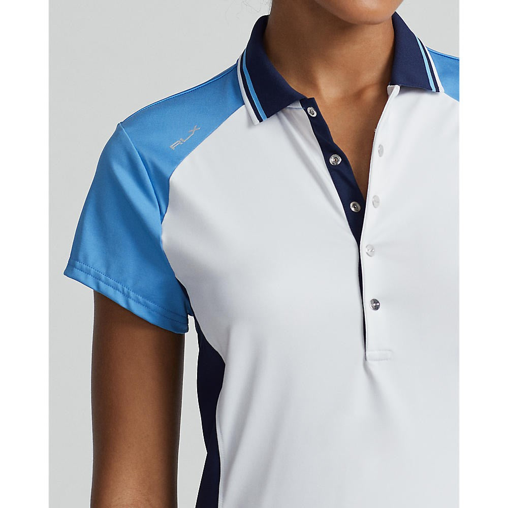 RLX Ralph Lauren Women's Colour Blocked Stretch Polo Golf Dress - Pure White/Florida Blue Multi