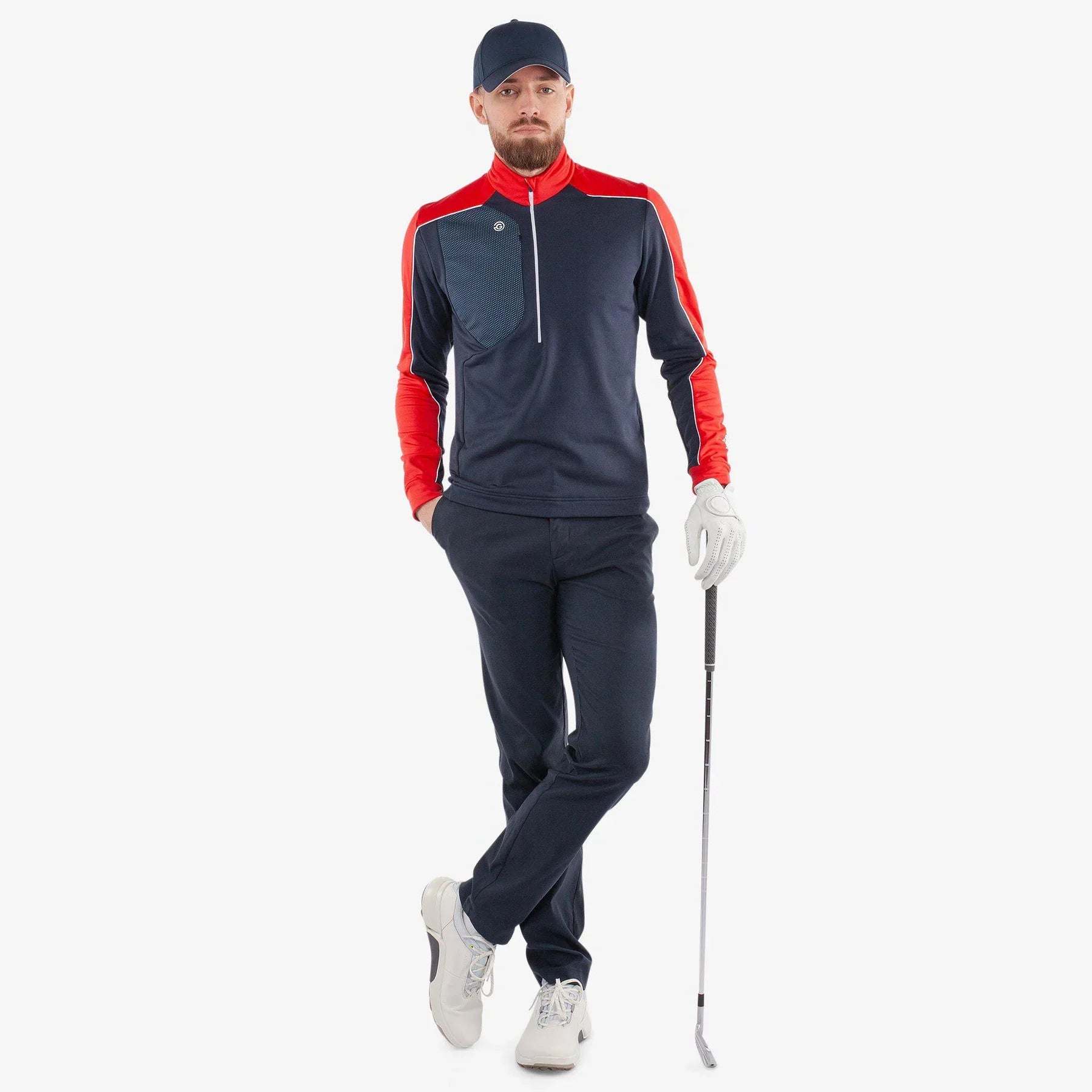 Galvin Green Dave Insulating 1/4 Zip Mid-Layer - Navy/Red