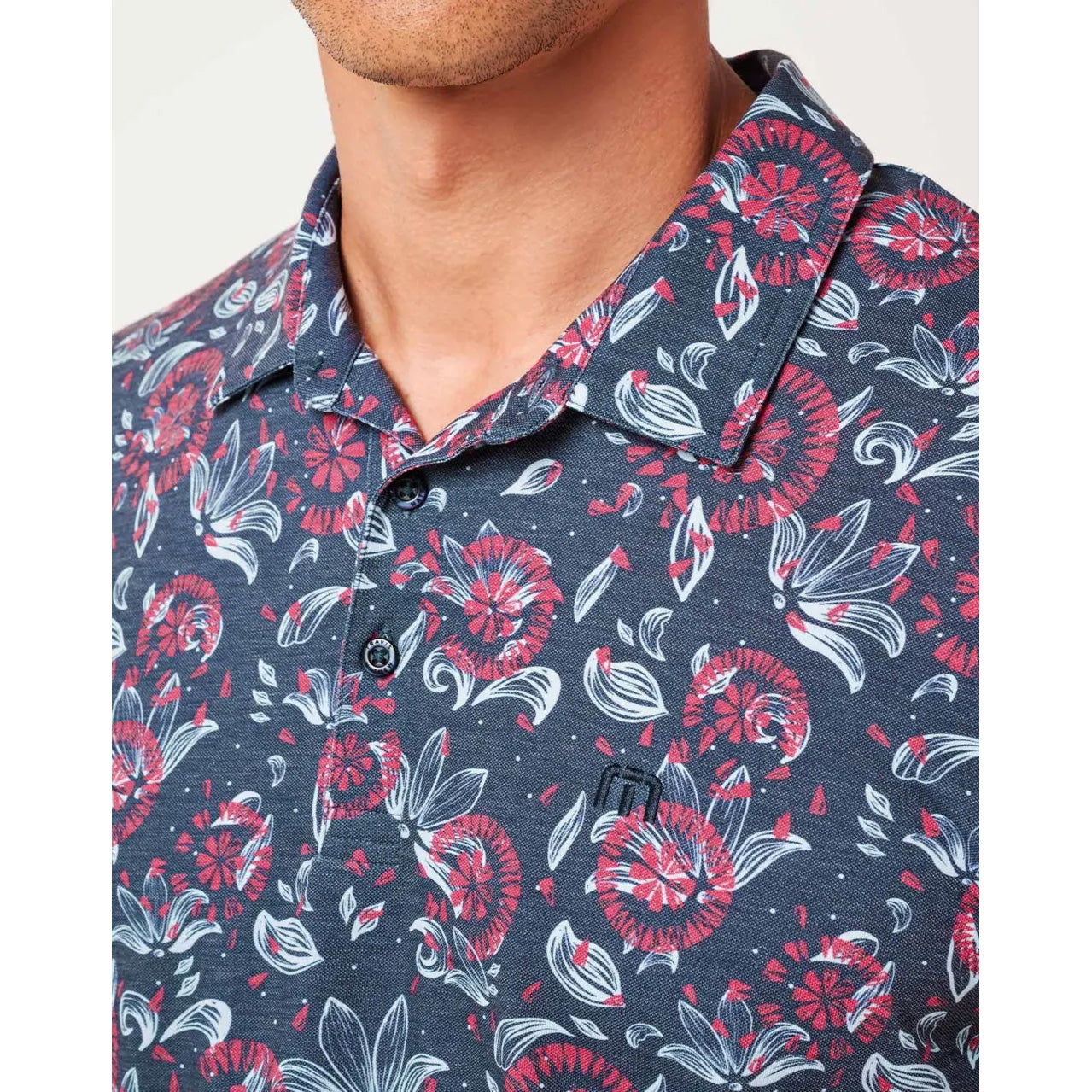 Travis Mathew Featherweight Flourish Polo Golf Shirt - Mood Indigo/Vintage Indigo