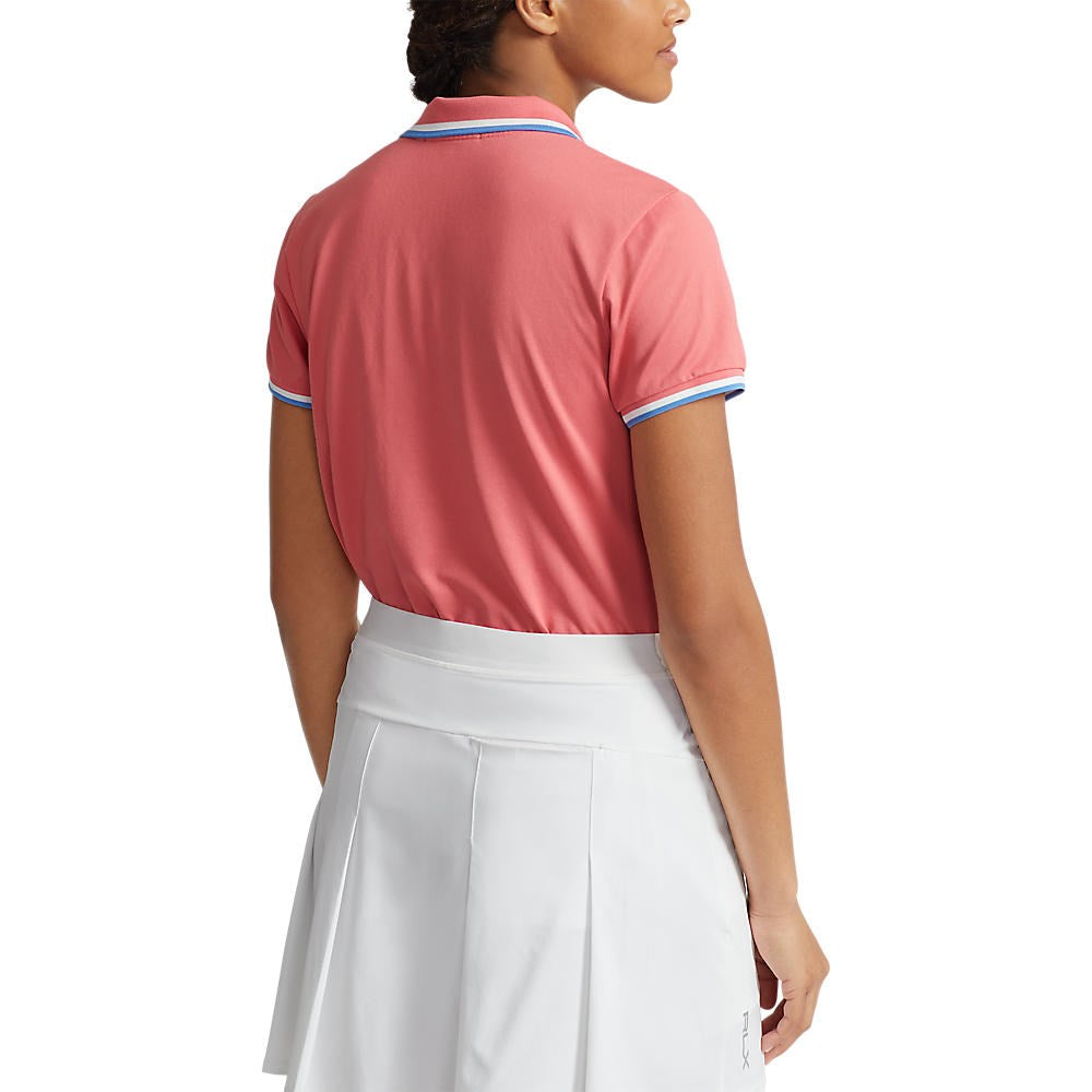 RLX Ralph Lauren Women's Tour Pique Golf Shirt - Desert Rose/White/Hatteras Blue