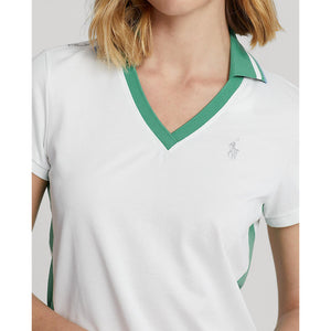 RLX Ralph Lauren Women's Tour Pique- Pure White/Raft Green