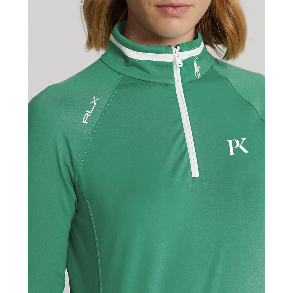 RLX Ralph Lauren Women's Jersey Quarter Zip Golf Pullover - Raft Green/Pure White