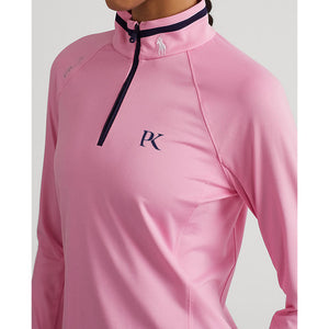 RLX Ralph Lauren Women's Jersey Quarter Zip Golf Pullover - Pink Flamingo/French Navy