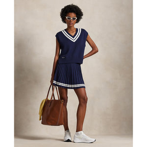 RLX Ralph Lauren Women's Knit Pleated Golf Skort - Refinded Navy/White