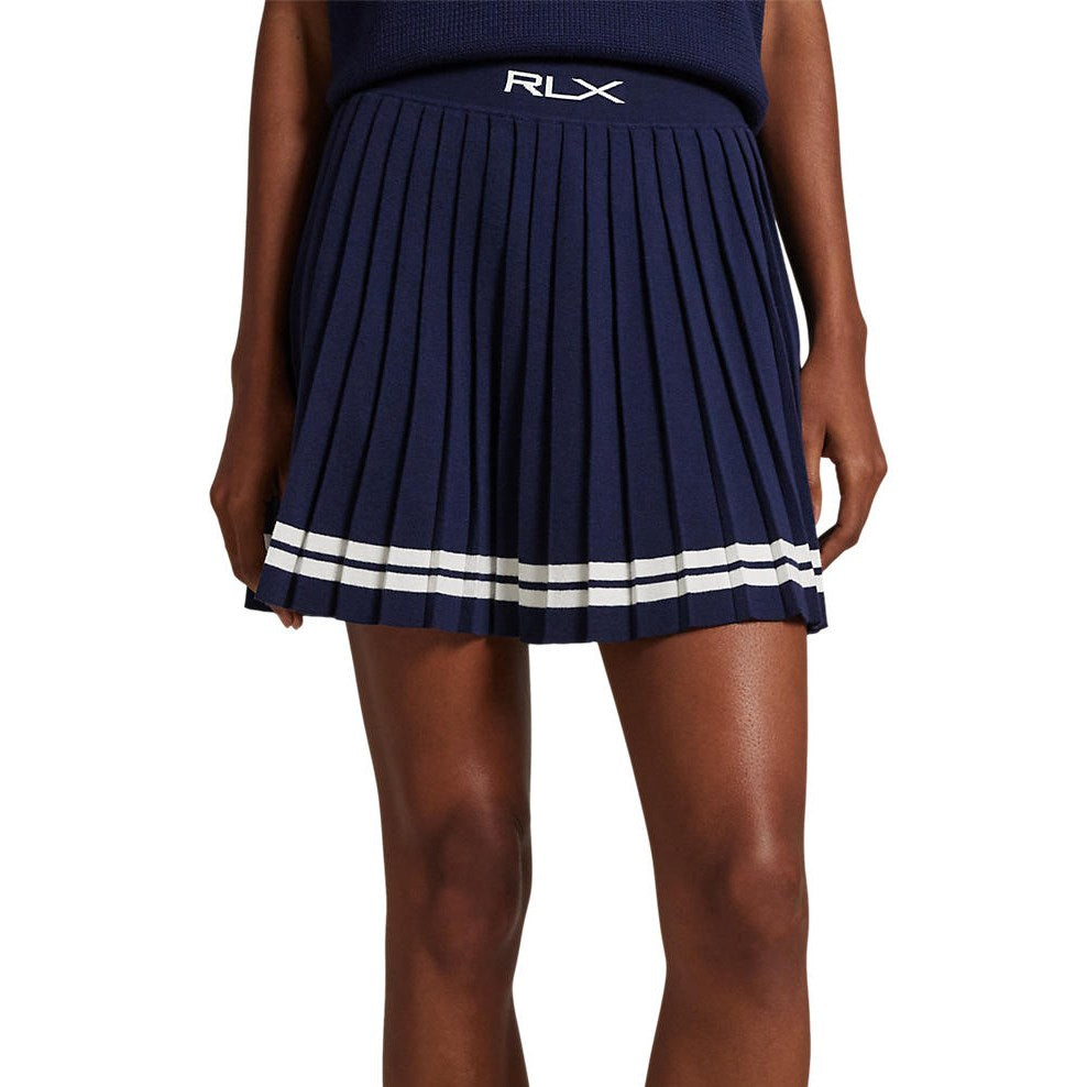 RLX Ralph Lauren Women's Knit Pleated Golf Skort - Refinded Navy/White