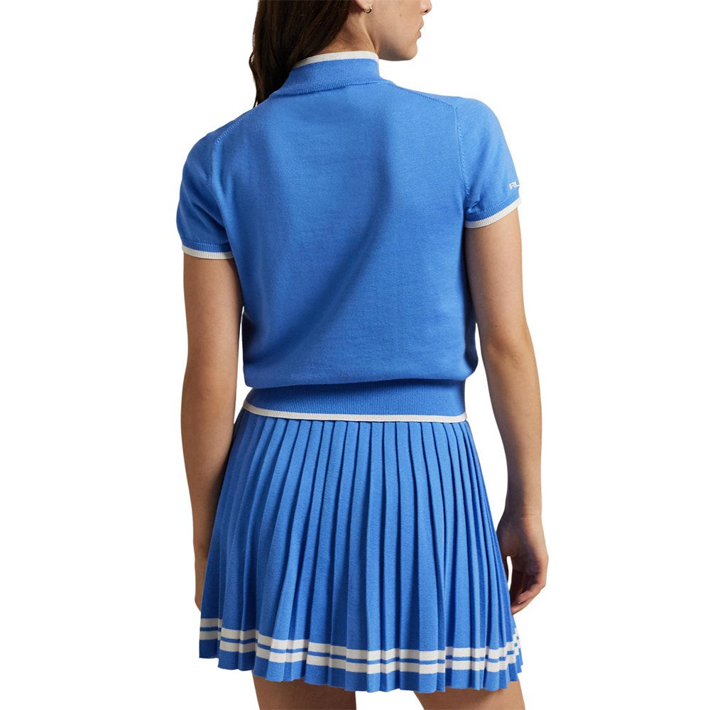 RLX Ralph Lauren Women's Short Sleeve Mock Neck Pullover - Summer Blue
