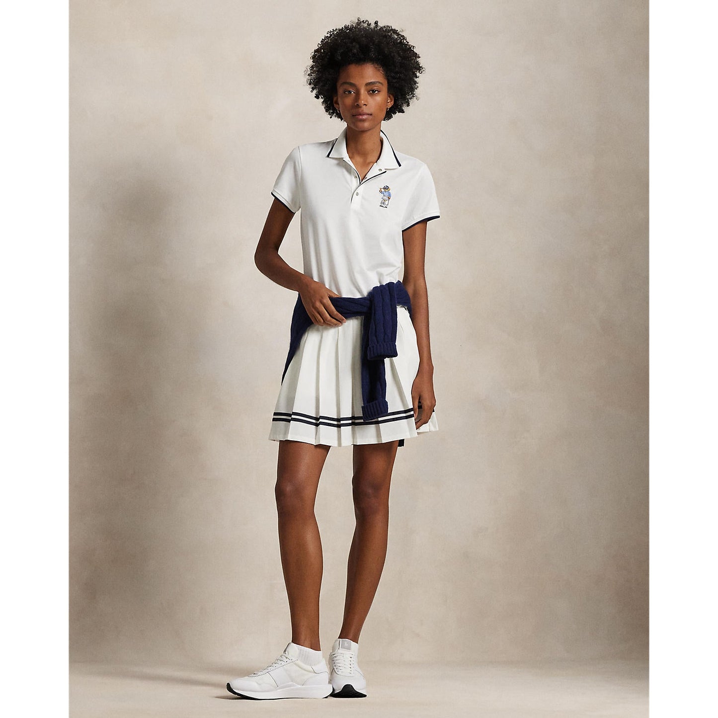 RLX Ralph Lauren Women's 4-Way Stretch Pleated Golf Skort - Ceramic White/Navy