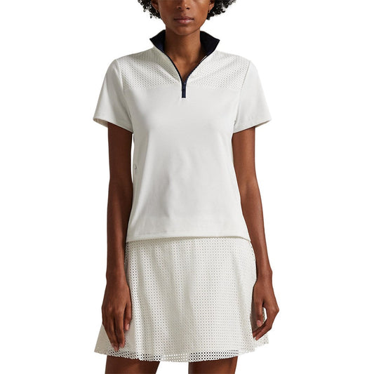 RLX Ralph Lauren Women's Paneled 1/4 Zip Golf Shirt - Ceramic White