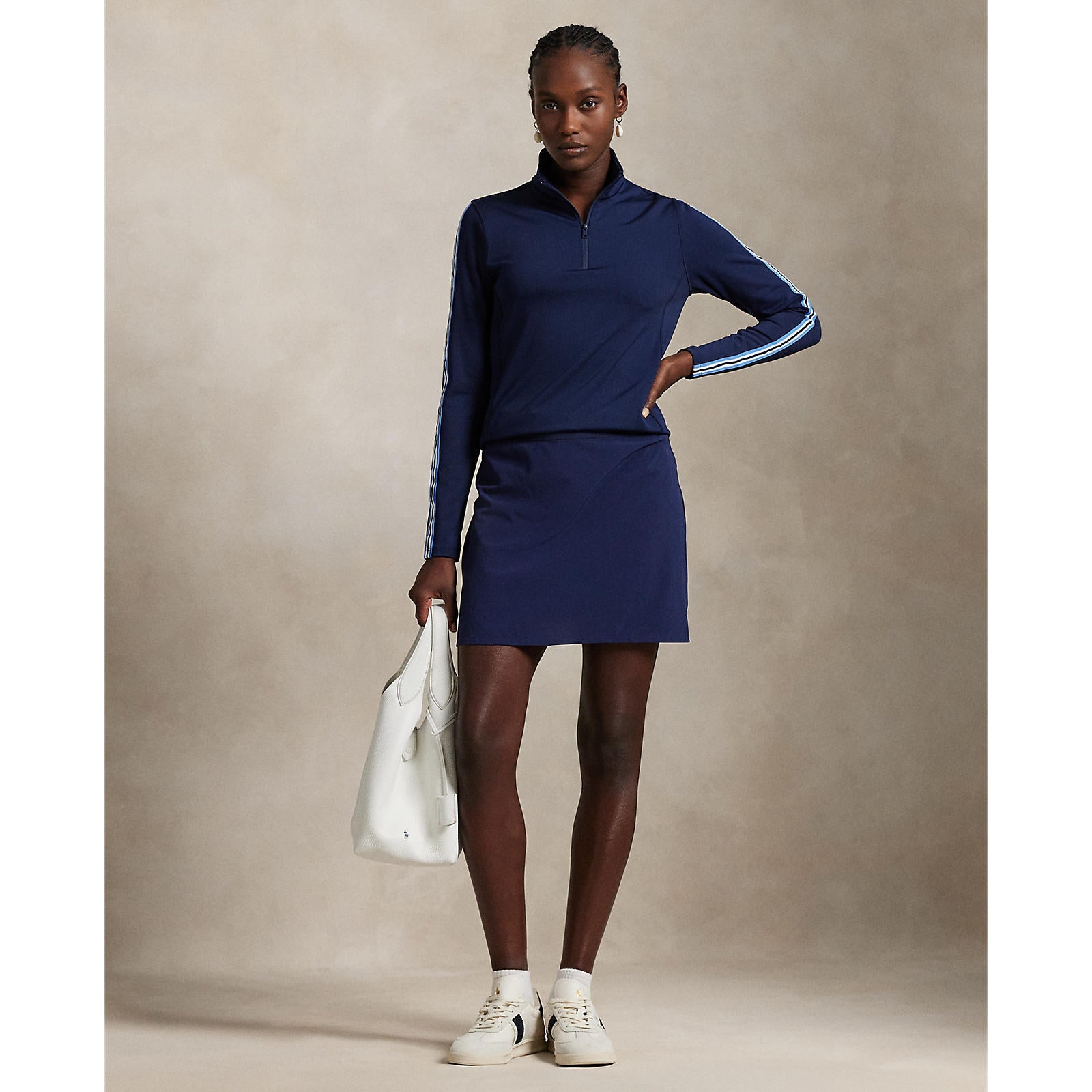 RLX Ralph Lauren Women's Power Stretch Full Zip Jacket - Refinded Navy/Summer Blue