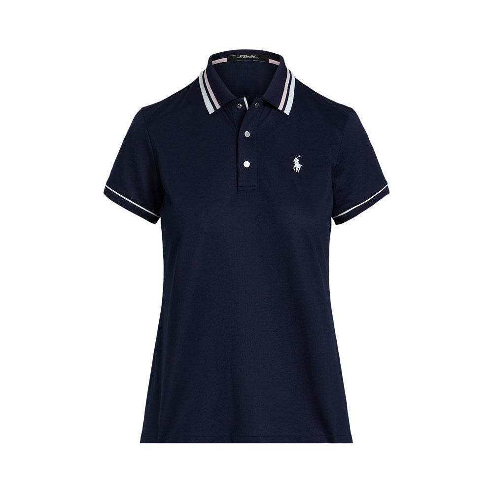 RLX Ralph Lauren Women's Tour Pique Polo Shirt - Navy/White/Garden Pink