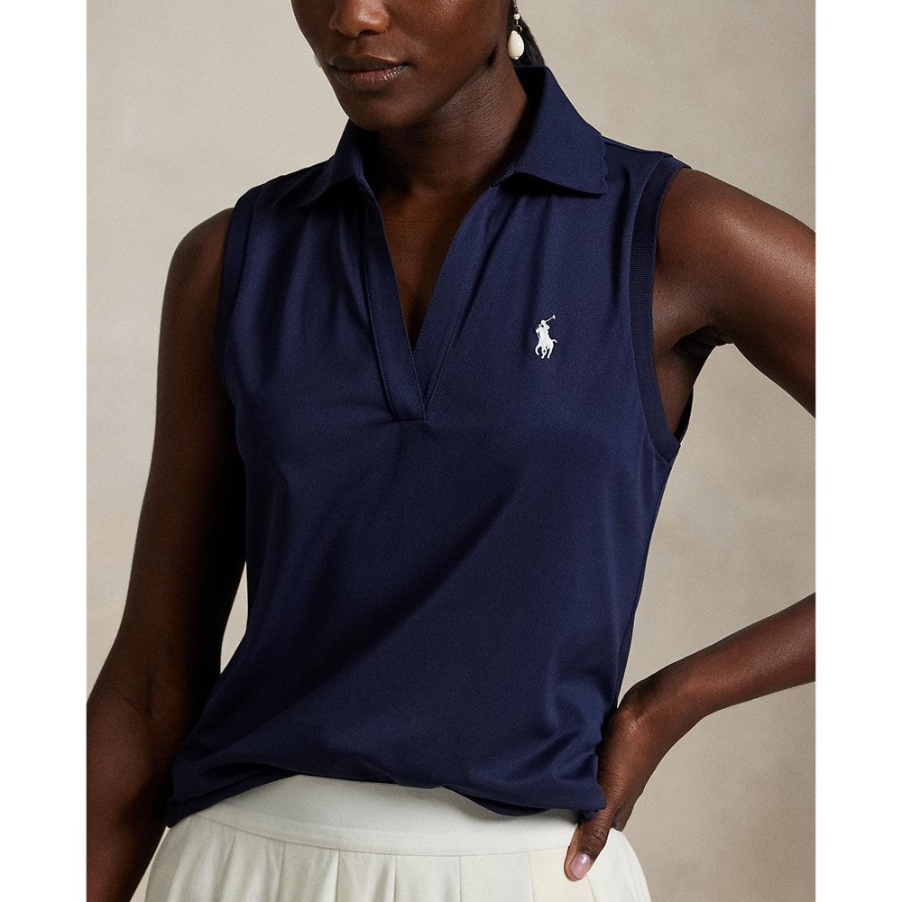 RLX Ralph Lauren Women's Tour Pique V-Neck Sleeveless Polo Shirt - Refinded Navy