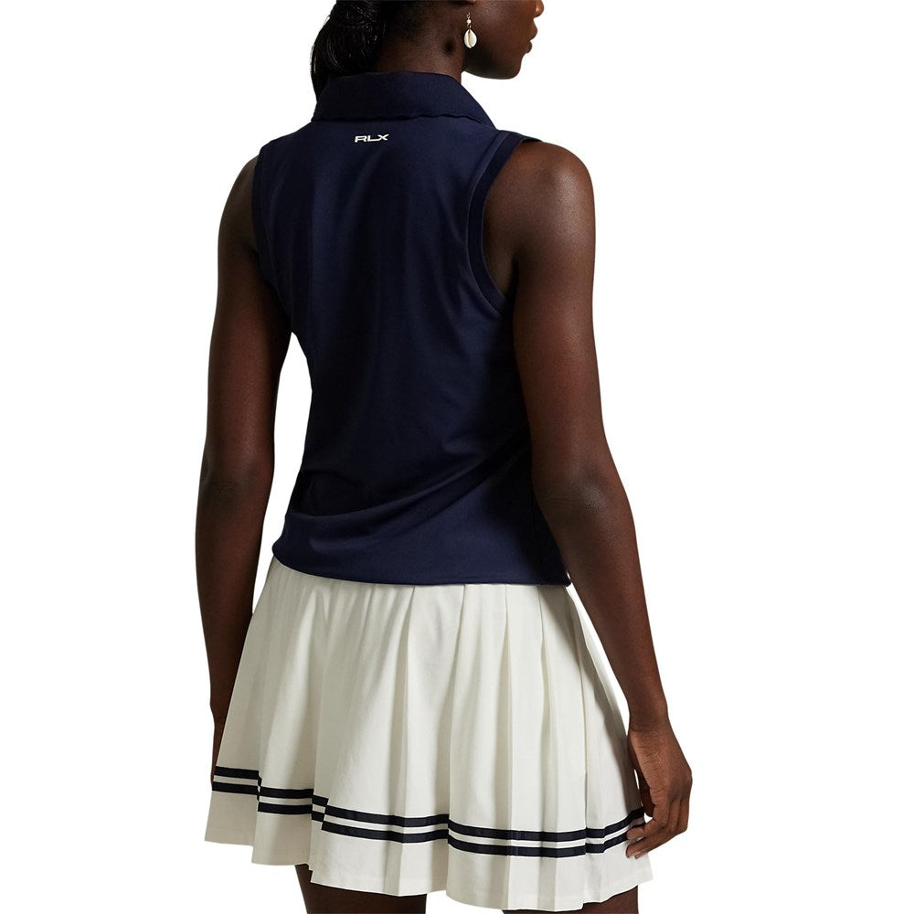 RLX Ralph Lauren Women's Tour Pique V-Neck Sleeveless Polo Shirt - Refinded Navy