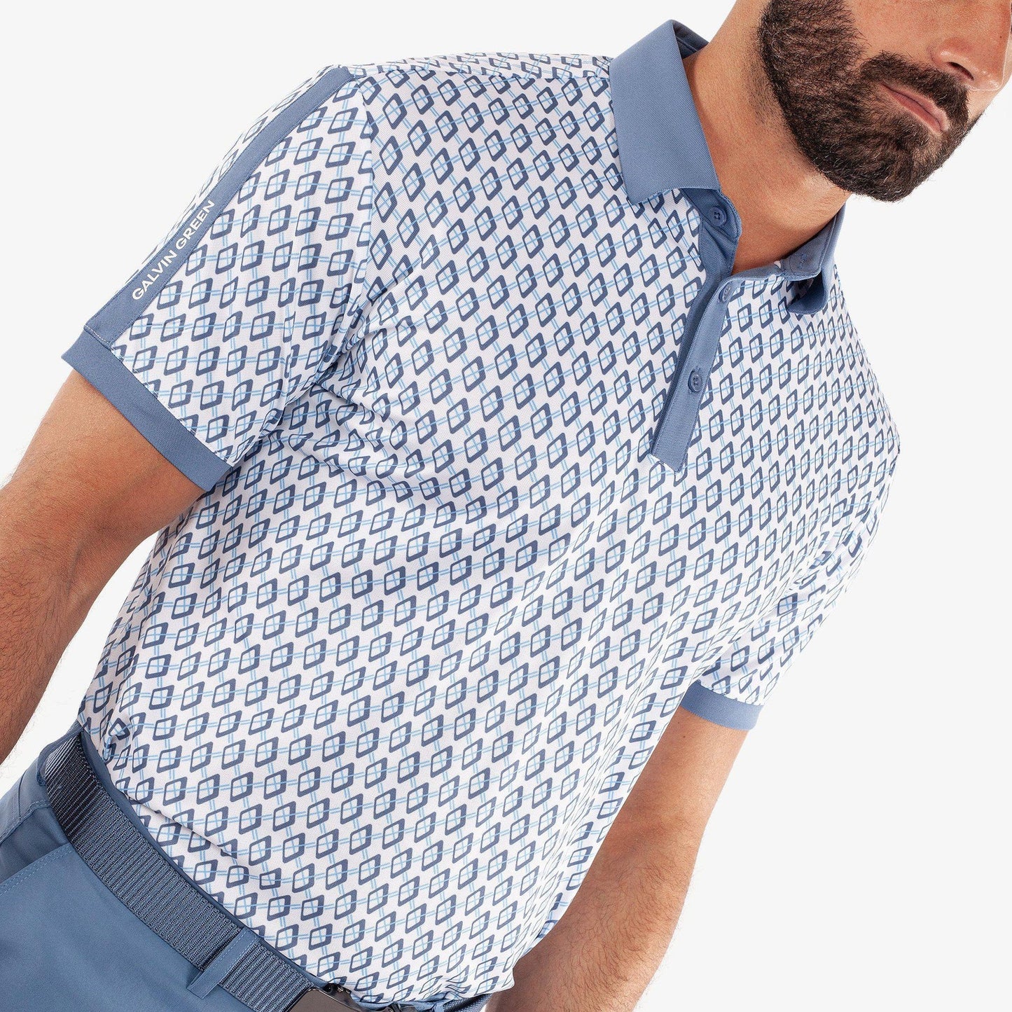Galvin Green Maxwell Golf Shirt - Moonlight Blue/White