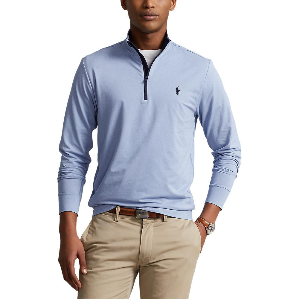Polo Performance Ralph Lauren Half Zip Peached Jersey - Powder Blue Heather
