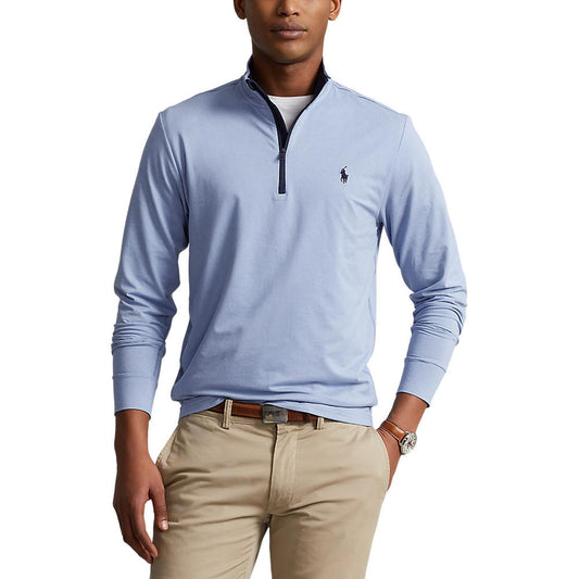 Polo Performance Ralph Lauren Half Zip Peached Jersey - Powder Blue Heather