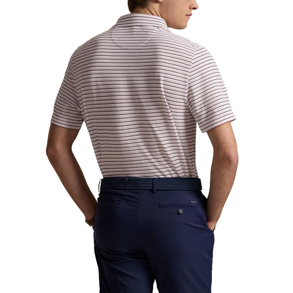 RLX Ralph Lauren Stripe Tour Pique Golf Polo Shirt - Garden Pink Multi