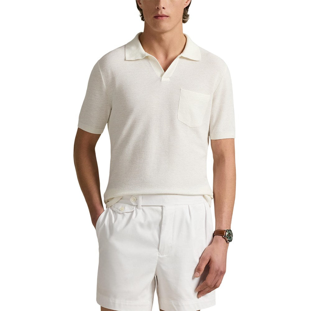 RLX Ralph Lauren Cotton Coolmax Knitted Golf Polo Shirt - White Splash