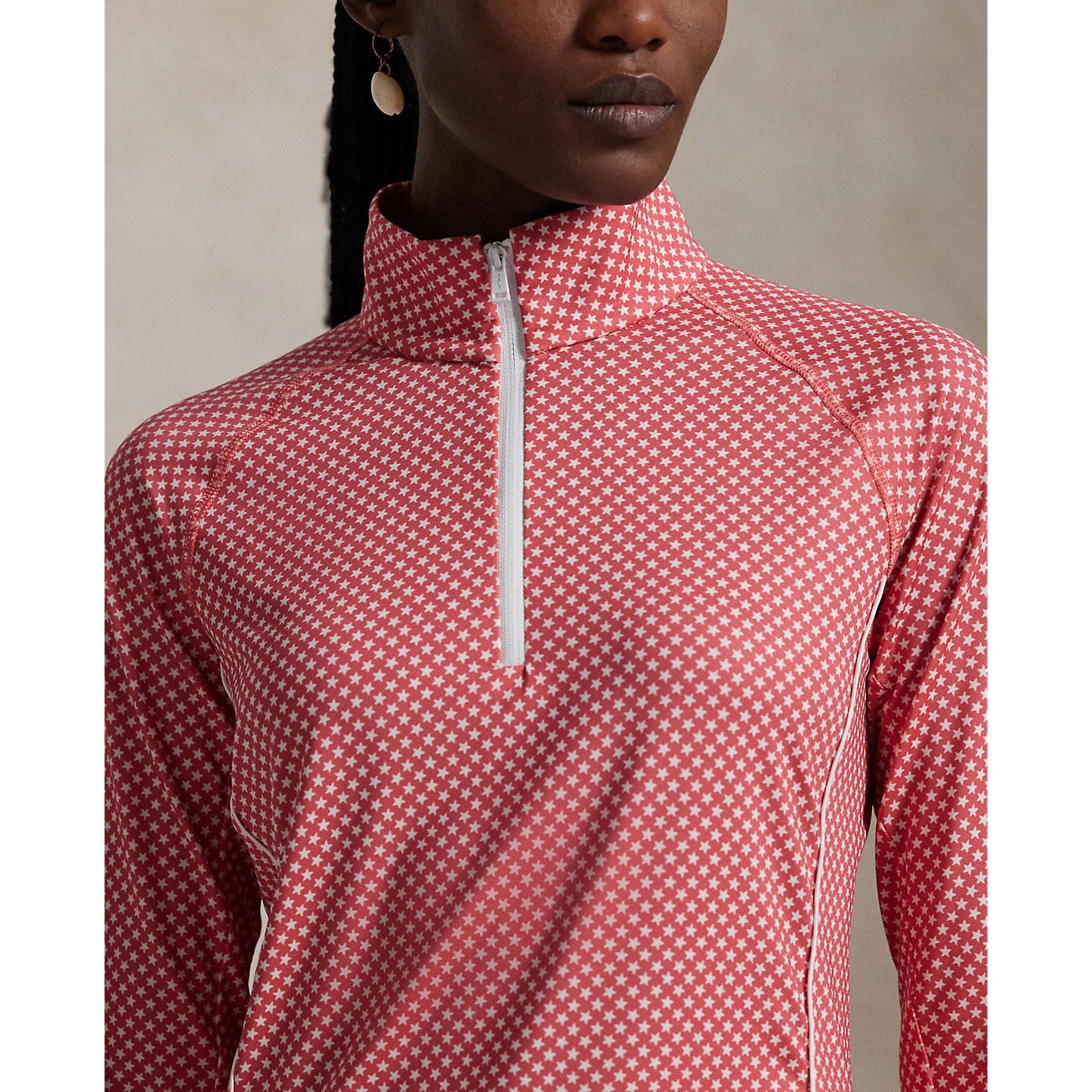 RLX Ralph Lauren Women's Printed Airflow Jersey UV 1/4 Zip - Red Sky Summer Stars