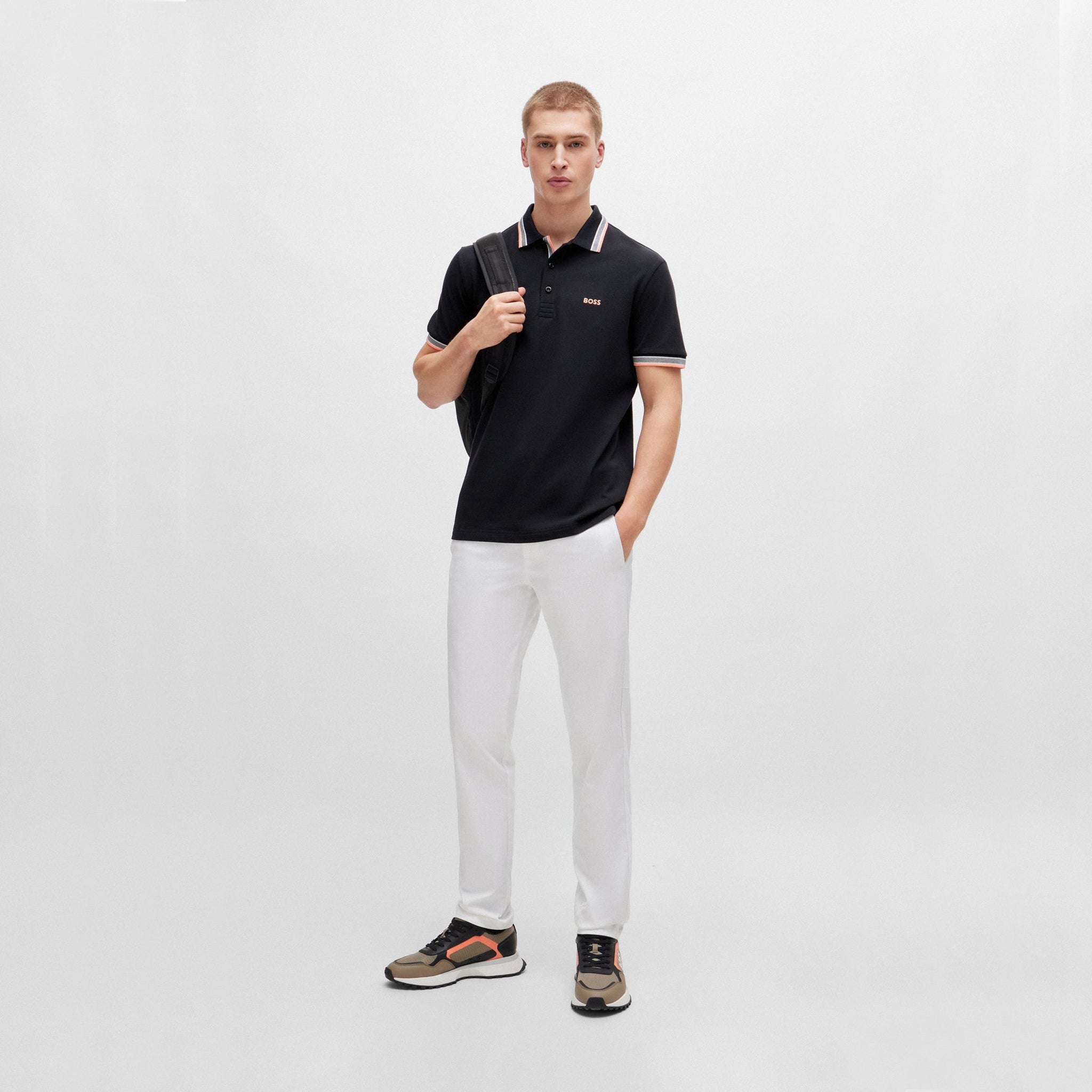 BOSS Paddy Cotton Pique Golf Shirt - Black
