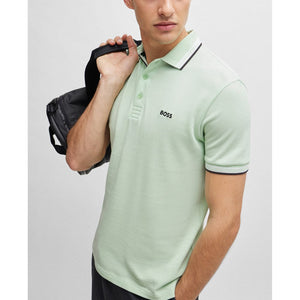 BOSS Paddy Cotton Pique Golf Shirt - Open Green