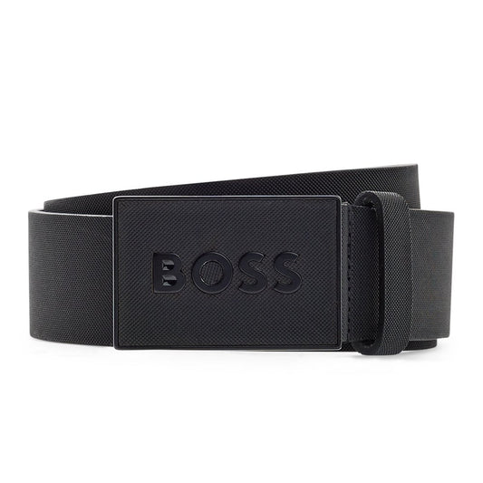 BOSS Plaque Icon Buckle Golf Belt - Black