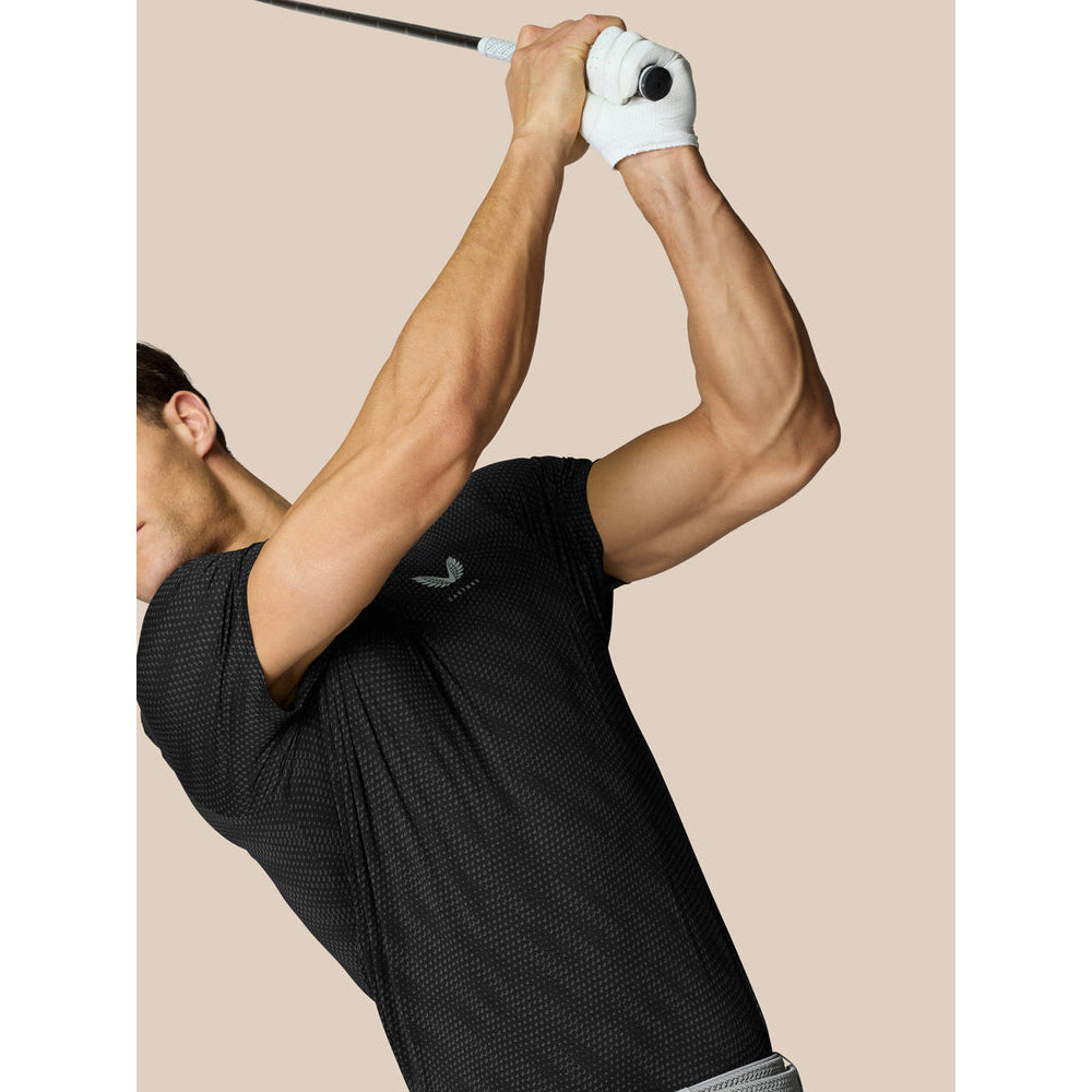 Castore Club Golf Ball Printed Polo Golf Shirt - Black/Mid Grey