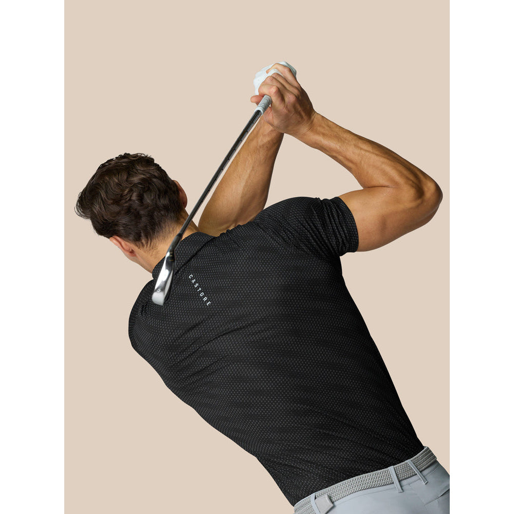 Castore Club Golf Ball Printed Polo Golf Shirt - Black/Mid Grey