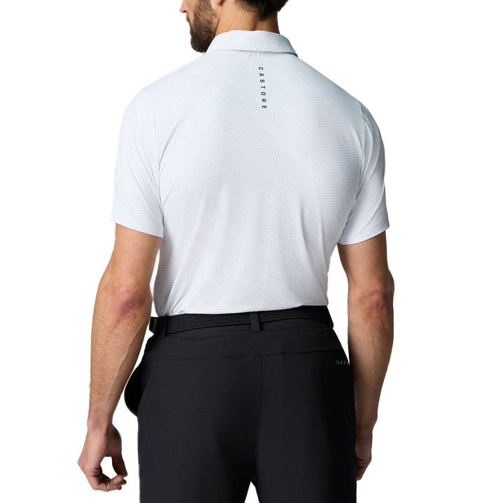 Castore Club Golf Ball Printed Polo Golf Shirt - White/Midnight Navy