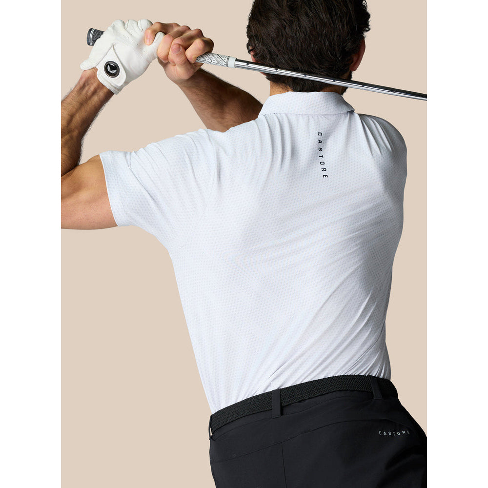Castore Club Golf Ball Printed Polo Golf Shirt - White/Midnight Navy