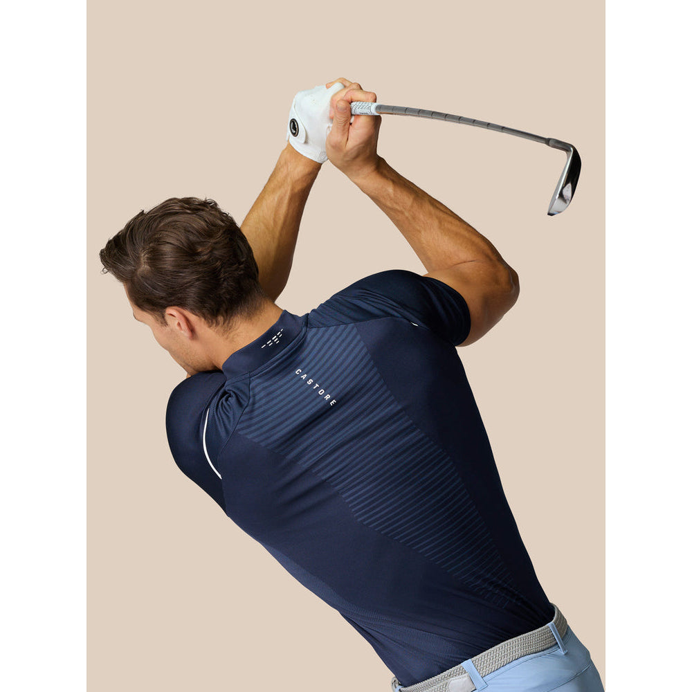 Castore Pinnacle LVS Engineered Knit Polo Golf Shirt - Midnight Navy/White