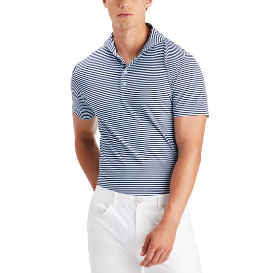 G/Fore Feeder Stripe Pique Golf Polo Shirt  - Sky/Twilight