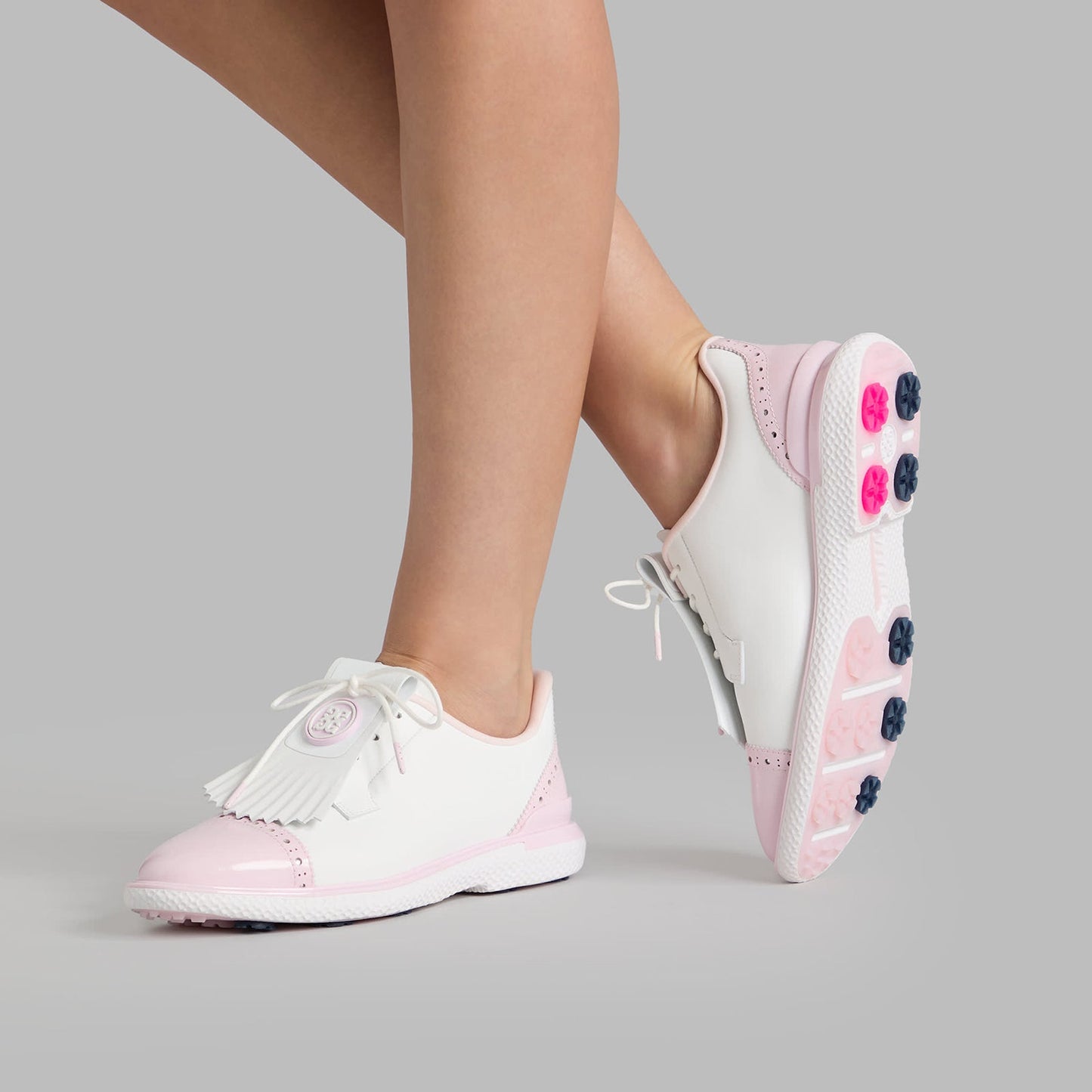 G/Fore Women's Brogue Cap Toe Kiltie Gallivan2r Golf Shoes - Snow/Blush
