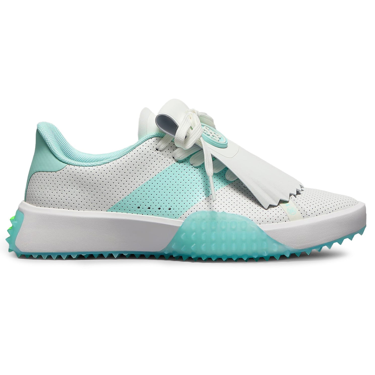 G/Fore Women's G.112 Perforated Leather Kiltie Golf Shoes - Snow/Menthol