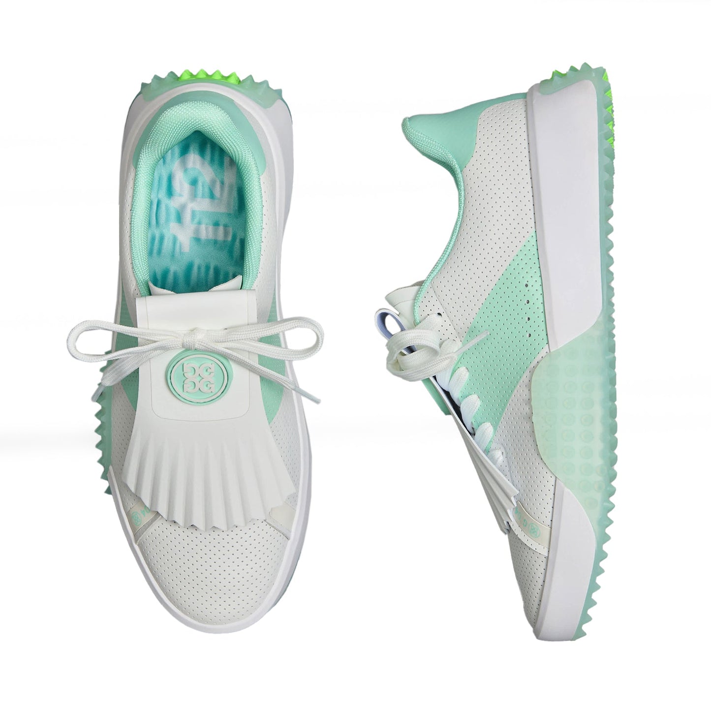 G/Fore Women's G.112 Perforated Leather Kiltie Golf Shoes - Snow/Menthol