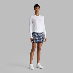 G/Fore Women's Pointelle G Crewneck Golf Sweater - Snow