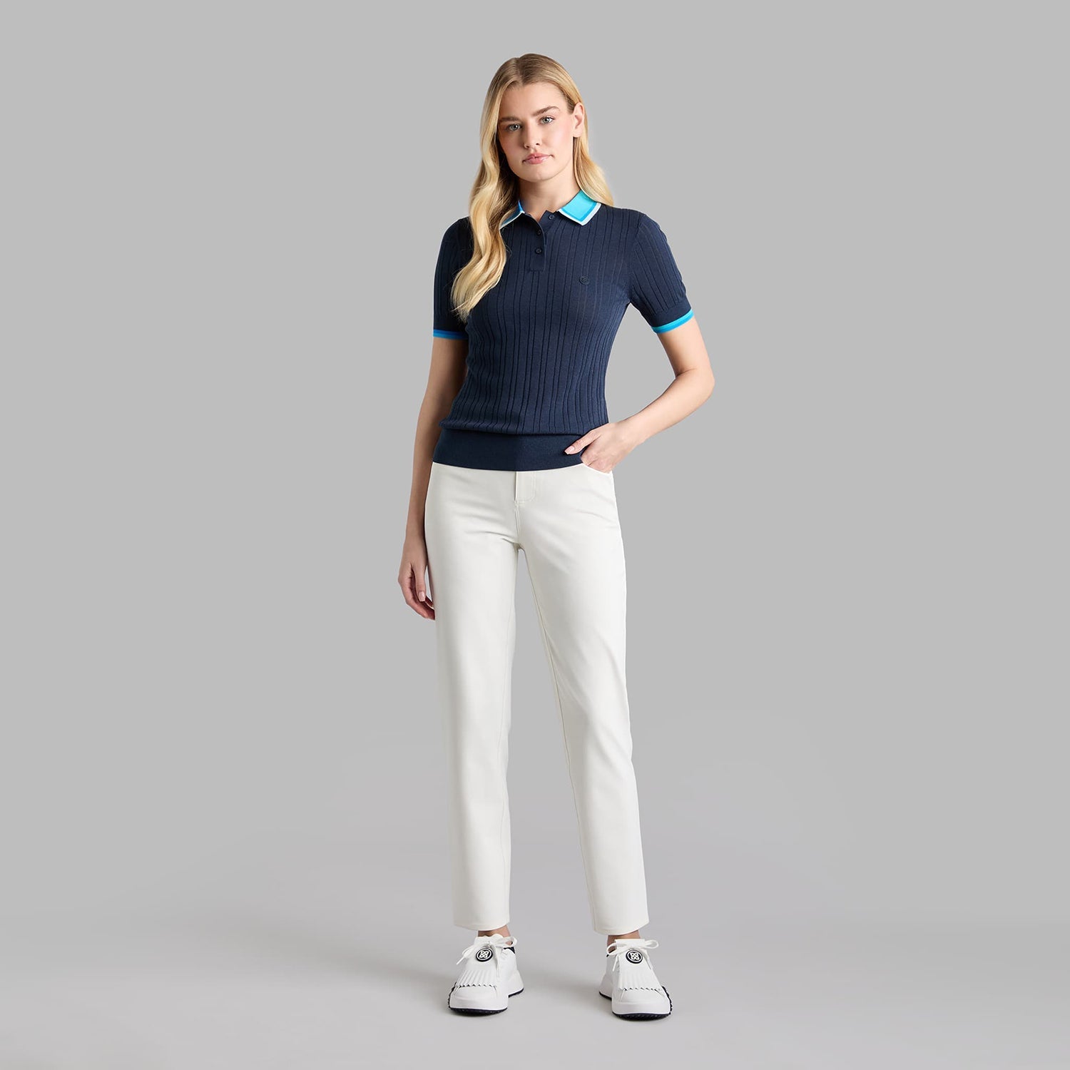G/Fore Women's Shadow Stretch 5 Pocket Golf Pant - Chalk White