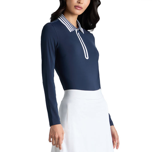 G/Fore Women's Silky Tech 1/4 Zip Long Sleeve Golf Polo Shirt - Twilight