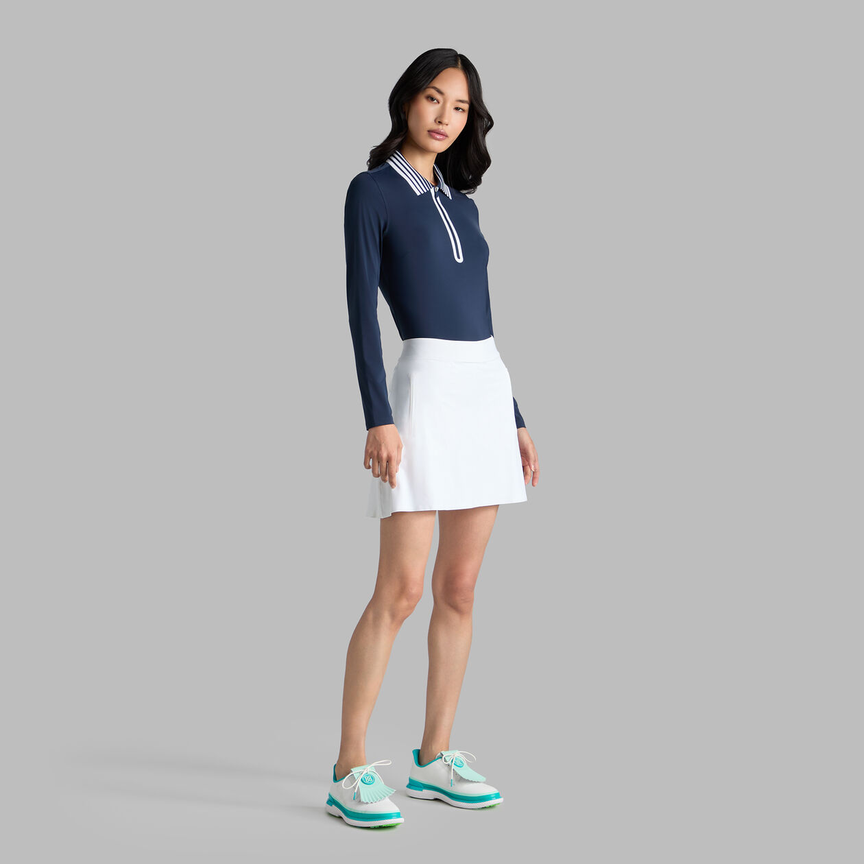 G/Fore Women's Silky Tech Nylon Lined A-Line Golf Skort - Snow