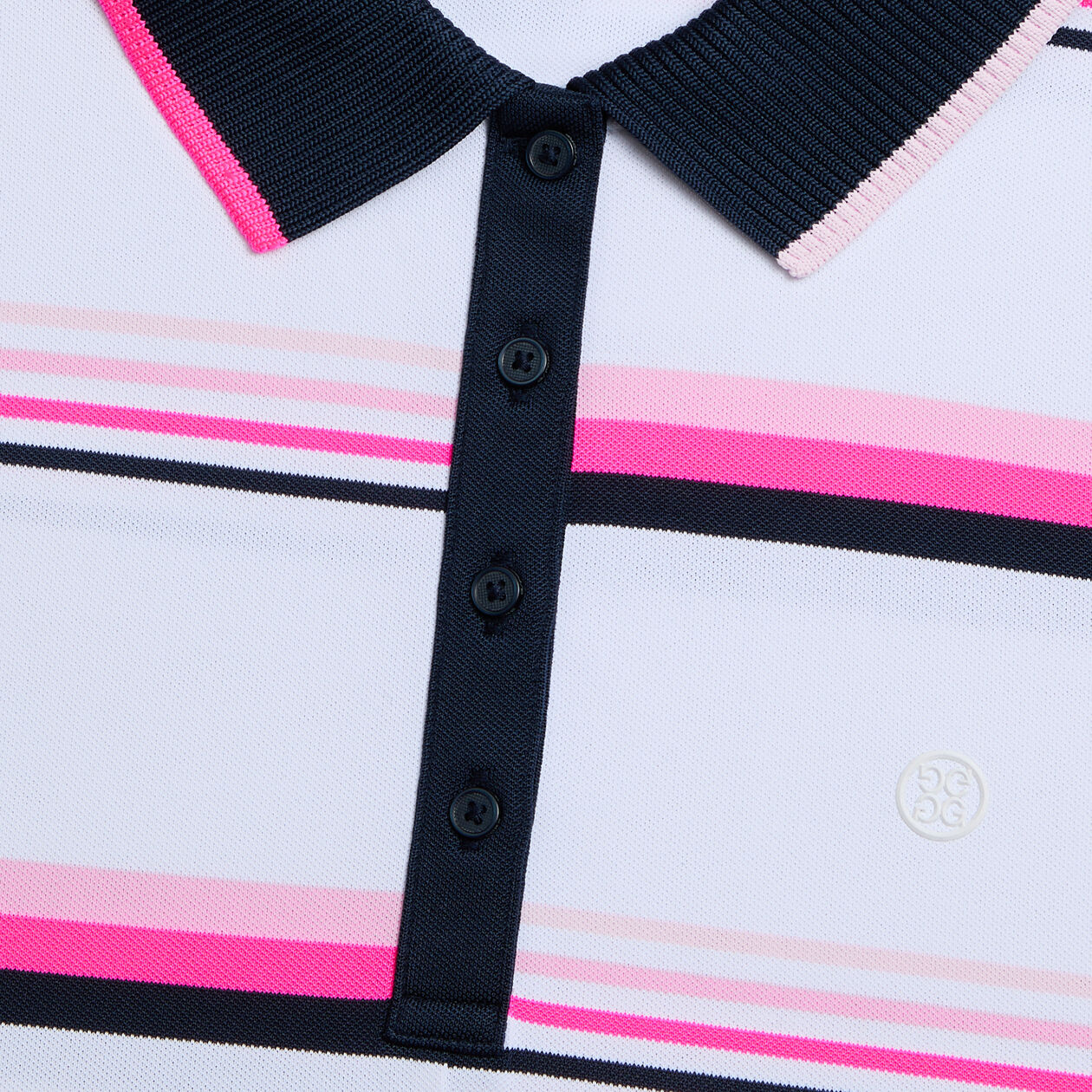 G/Fore Women's Tech Pique Engineered Stripe Sleeveless Golf Polo Shirt - Snow