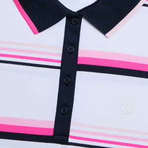 G/Fore Women's Tech Pique Engineered Stripe Sleeveless Golf Polo Shirt - Snow