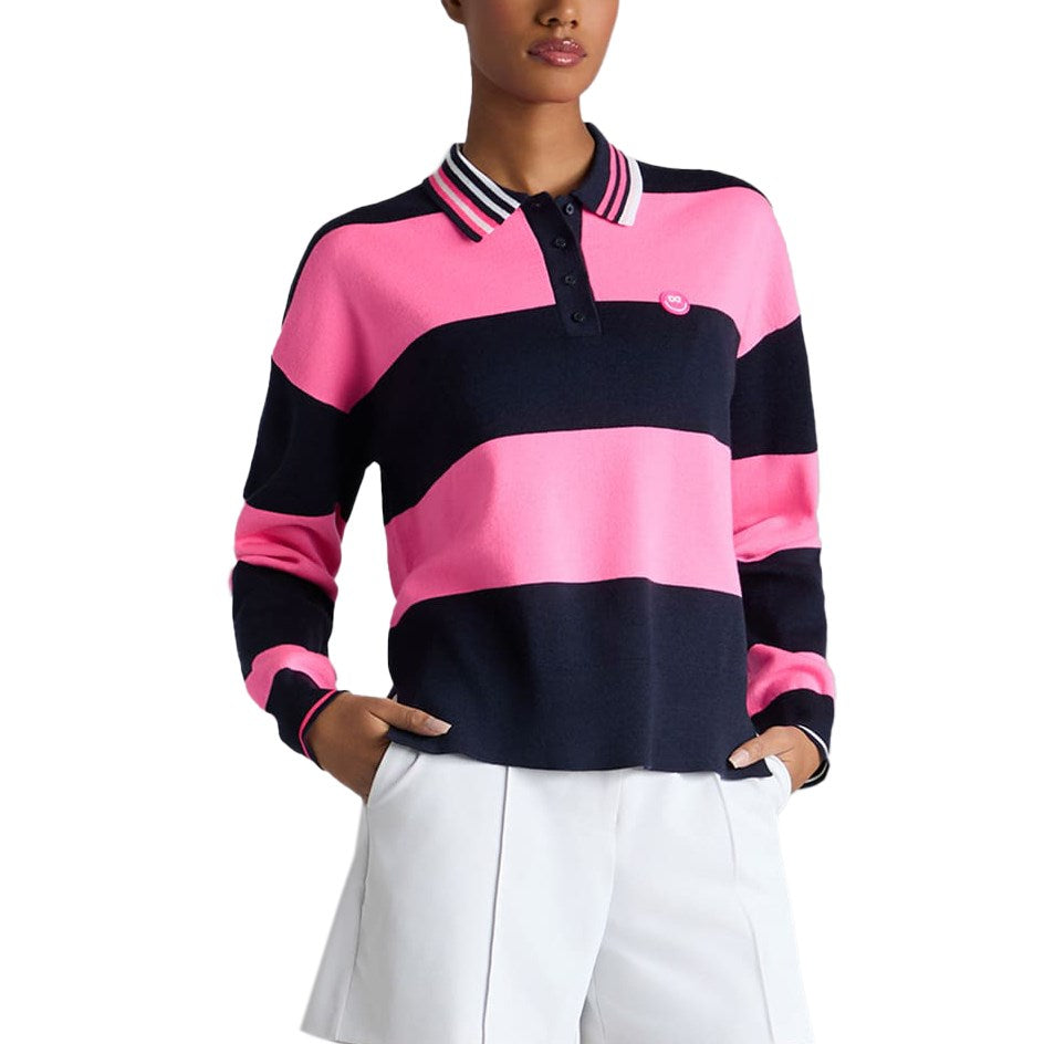 G/Fore Women's Happy G's Merino Wool Rugby Sweater - Knockout Pink